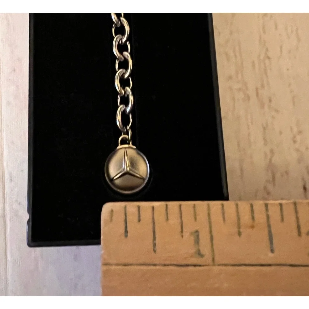 Mercedes Benz Silver Tone Logo Charm Key Ring Chain in Gift Box